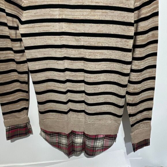 Intro Womens Multicolor Stripe Plaid Collared Layered Pullover Sweater Small NWT - Picture 7 of 7